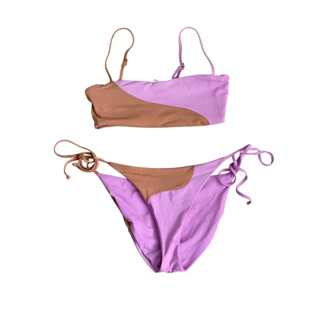 L*Space Ari Bikini Top & Dani Bikini Bottom Swimwear Set Rosebud Putty Women's S
